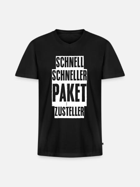 Paketbote Paket Paketzusteller - Männer Premium Bio T-Shirt mit V-Ausschnitt - Schwarz