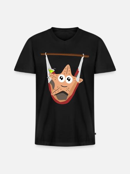 Starfish in hammock - Men's Premium Organic T-shirt with V-neck - black