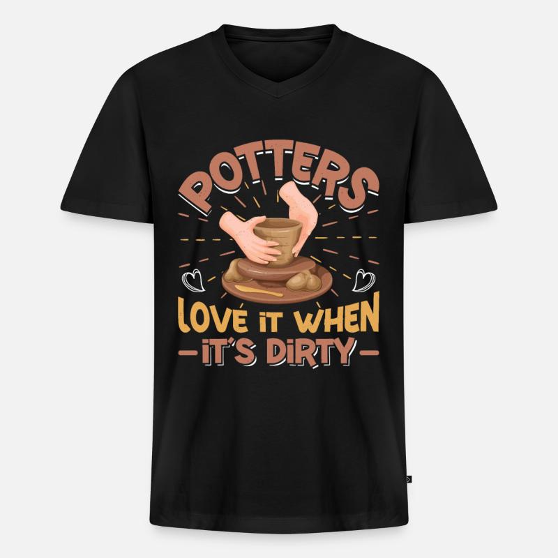 Ceramic Pottery Design - Männer Premium Bio T-Shirt mit V-Ausschnitt - Schwarz