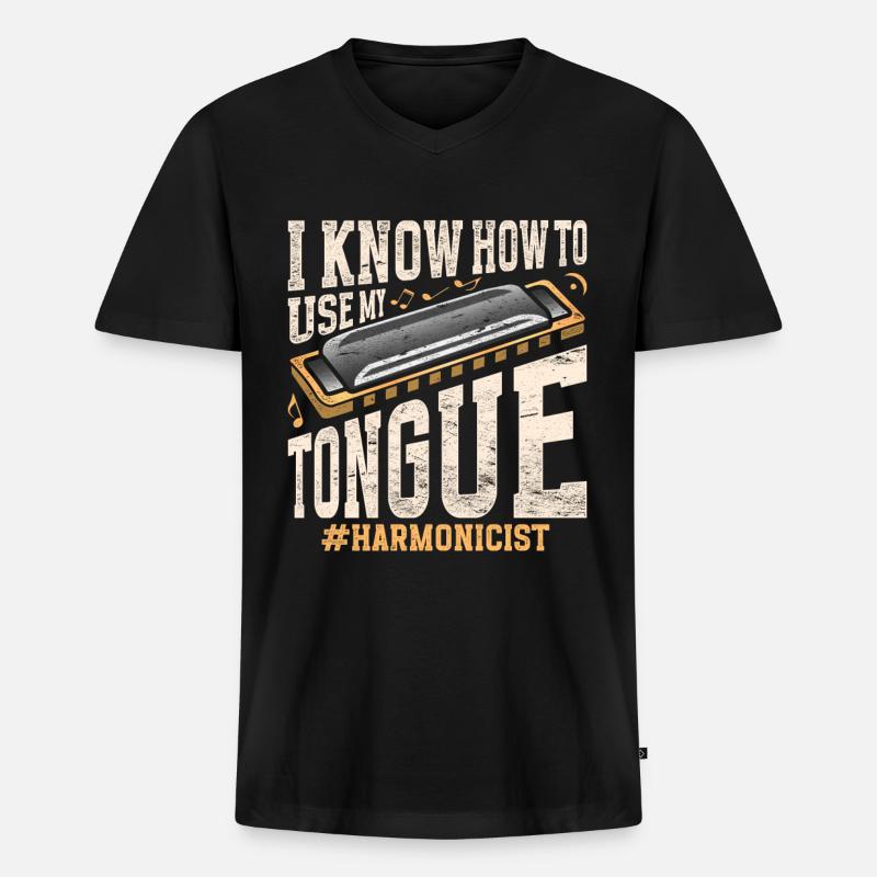 Harmonica harmonica player - Men's Premium Organic T-shirt with V-neck - black