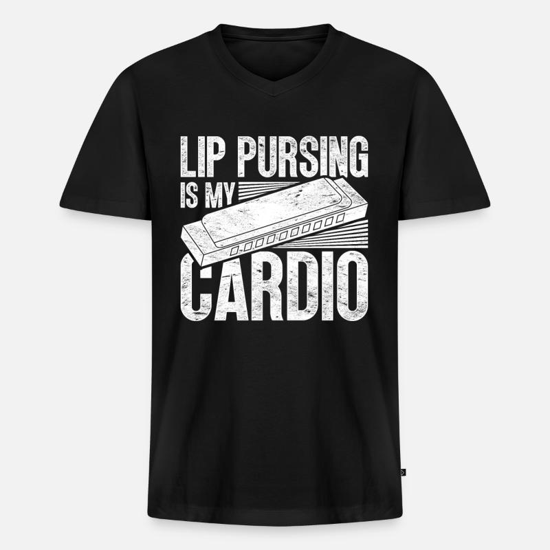 Harmonica harmonica player - Men's Premium Organic T-shirt with V-neck - black