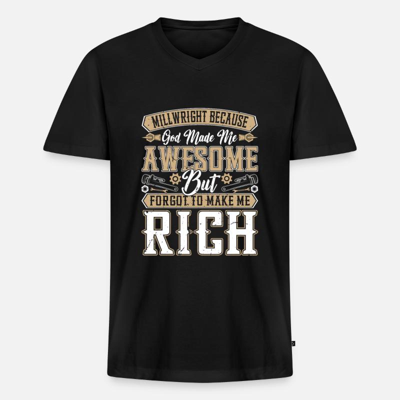 Millwright because engineers need heroes - Männer Premium Bio T-Shirt mit V-Ausschnitt - Schwarz