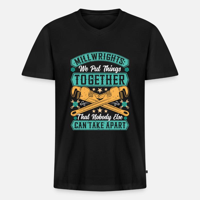 Millwrights Specific Tools - Männer Premium Bio T-Shirt mit V-Ausschnitt - Schwarz