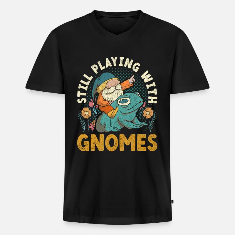 Gartenzwerg Gartenzwerge - Männer Premium Bio T-Shirt mit V-Ausschnitt - Schwarz