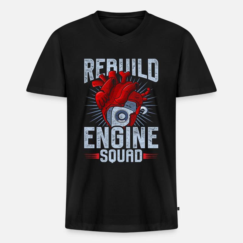Herzoperation Rebuild Engine Squad - Männer Premium Bio T-Shirt mit V-Ausschnitt - Schwarz