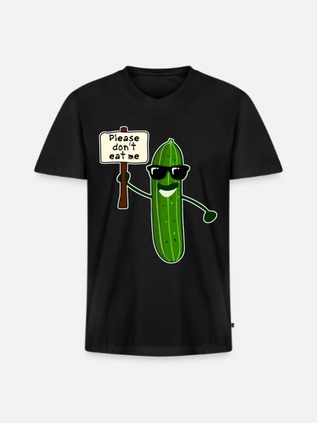 Gurke mit Sonnenbrille Gurken - Männer Premium Bio T-Shirt mit V-Ausschnitt - Schwarz