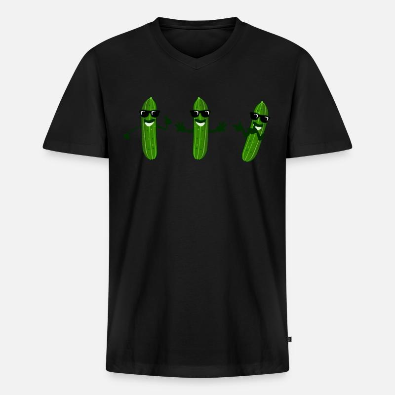 Gurken mit Sonnenbrille Gurke - Männer Premium Bio T-Shirt mit V-Ausschnitt - Schwarz