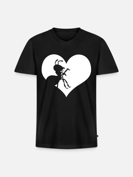 Fourmi cœur fourmis - T-shirt encolure en V Premium bio Homme - noir