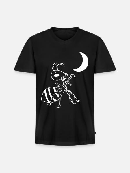 Ant and Moon Ants - Men's Premium Organic T-shirt with V-neck - black