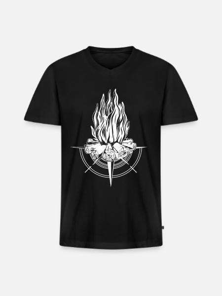 Campfire Compass Fire Fire Pit - Men's Premium Organic T-shirt with V-neck - black