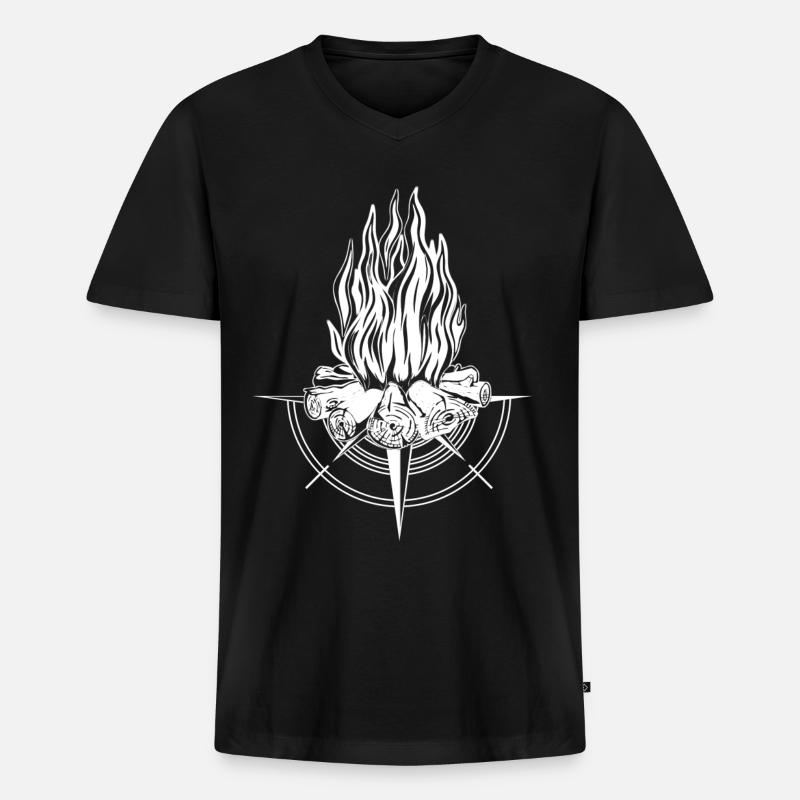 Campfire Compass Fire Fire Pit - Men's Premium Organic T-shirt with V-neck - black