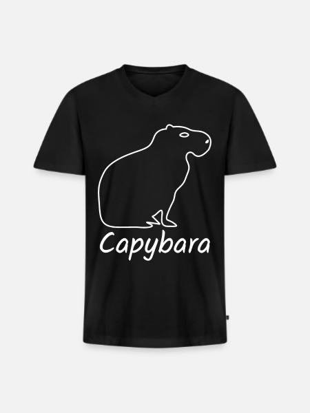 Capybara Wasserschwein Capybaras - Männer Premium Bio T-Shirt mit V-Ausschnitt - Schwarz