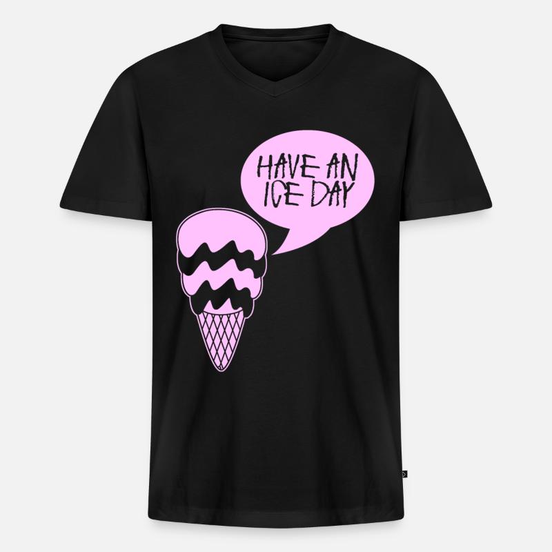 Eis Eisbecher Eiscreme - Männer Premium Bio T-Shirt mit V-Ausschnitt - Schwarz