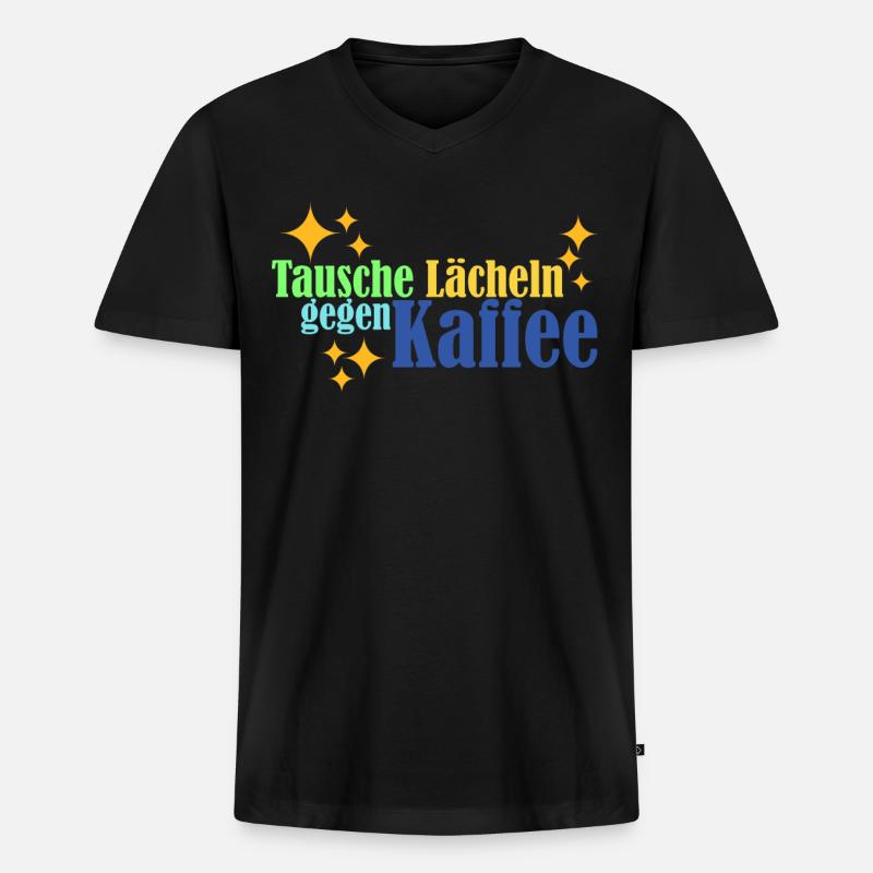Kaffee Kaffetrinker - Männer Premium Bio T-Shirt mit V-Ausschnitt - Schwarz