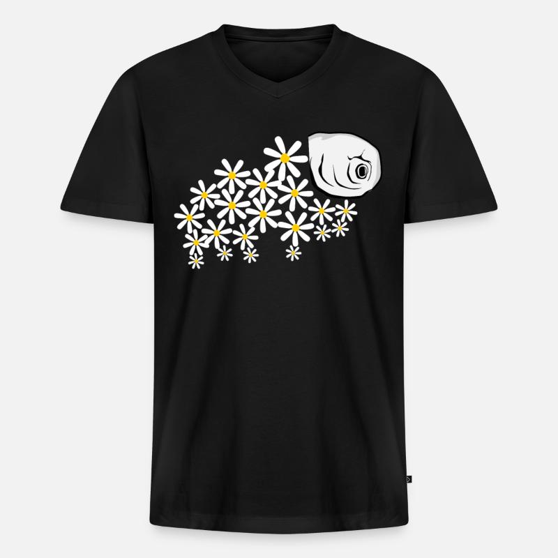 Bärtierchen Tardigrade Blüten - Männer Premium Bio T-Shirt mit V-Ausschnitt - Schwarz