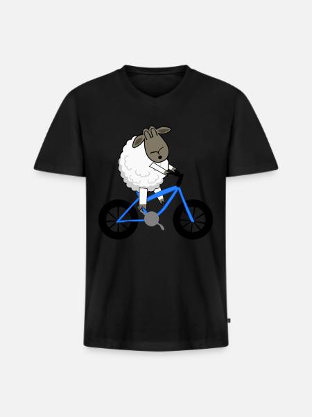Moutons à vélo - T-shirt encolure en V Premium bio Homme - noir