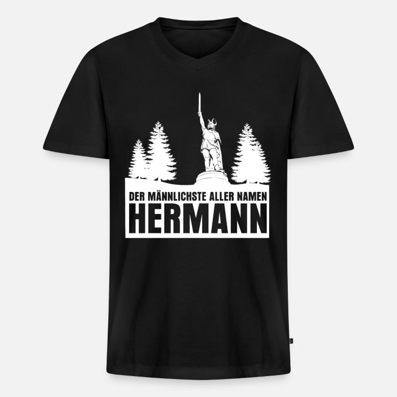 Hermannsdenkmal Witz Detmold Lippe - Männer Premium Bio T-Shirt mit V-Ausschnitt - Schwarz