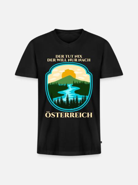 Österreich Wanderung - Männer Premium Bio T-Shirt mit V-Ausschnitt - Schwarz