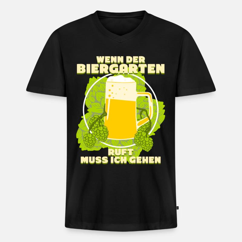 Der Biergarten ruft - Männer Premium Bio T-Shirt mit V-Ausschnitt - Schwarz