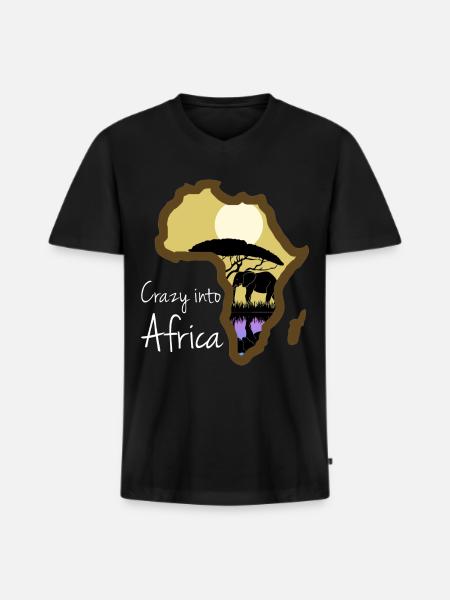 Afrique Vacances Safari Eléphant Africain - T-shirt encolure en V Premium bio Homme - noir