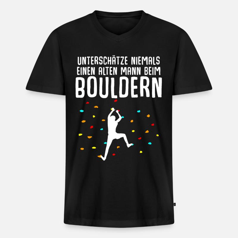 Bouldern Klettern - Männer Premium Bio T-Shirt mit V-Ausschnitt - Schwarz