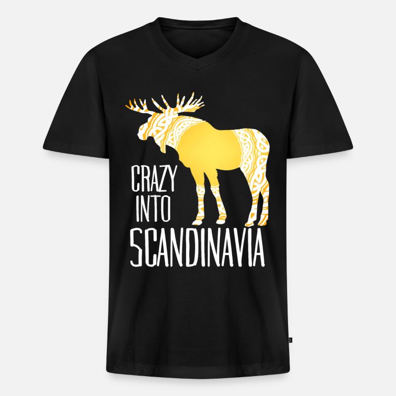 Skandinavien Wikinger Elch - Männer Premium Bio T-Shirt mit V-Ausschnitt - Schwarz