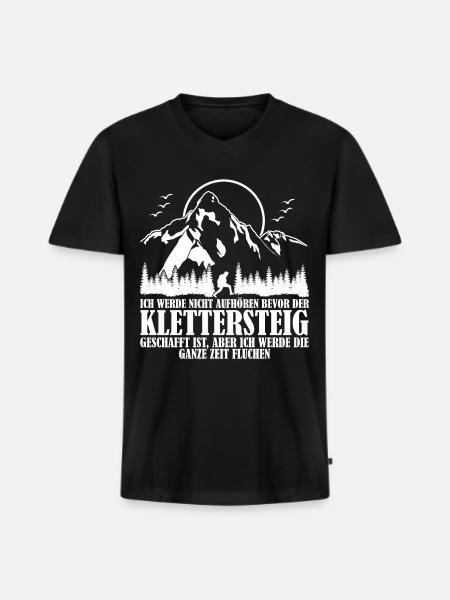 Klettersteig Wandern Bergwandern - Männer Premium Bio T-Shirt mit V-Ausschnitt - Schwarz