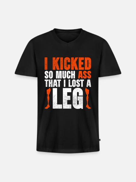 Beinprothese Einbeiniger Beinamputierter - Männer Premium Bio T-Shirt mit V-Ausschnitt - Schwarz