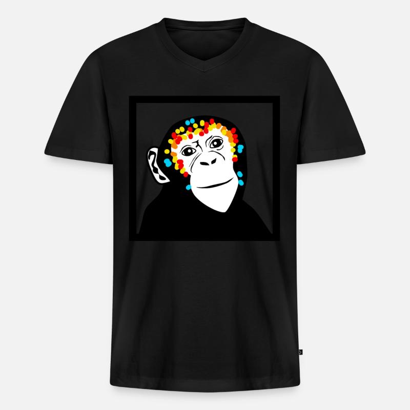 Affen Affengesicht Affe - Männer Premium Bio T-Shirt mit V-Ausschnitt - Schwarz
