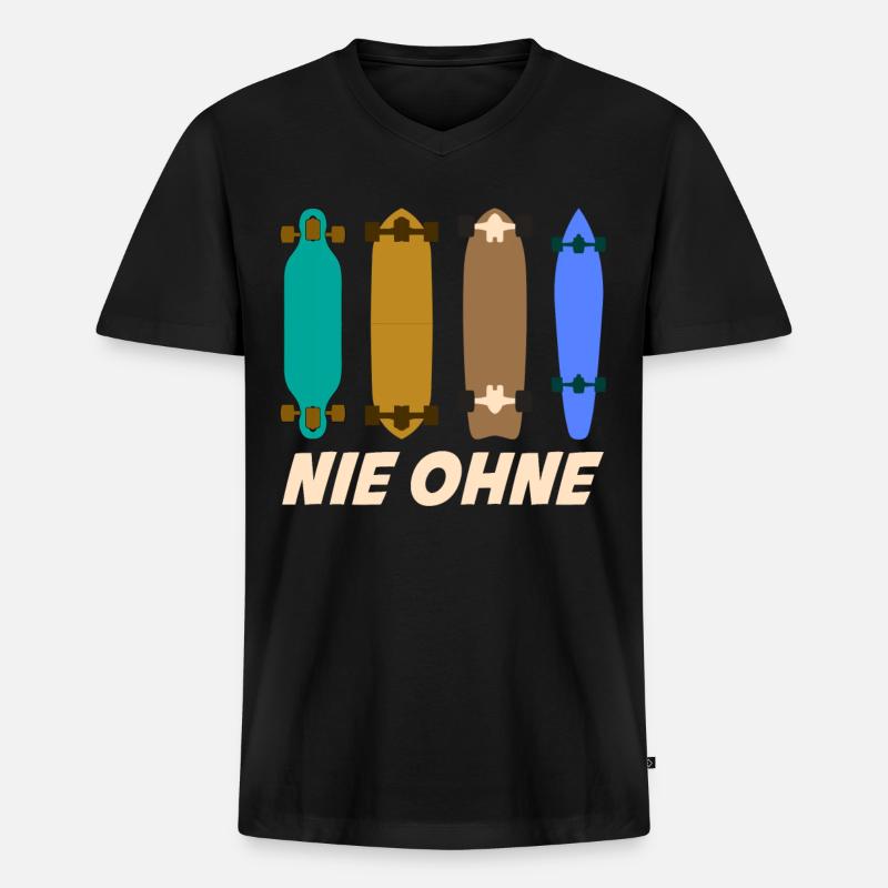 Longboard Longboarding Longboarder - Männer Premium Bio T-Shirt mit V-Ausschnitt - Schwarz
