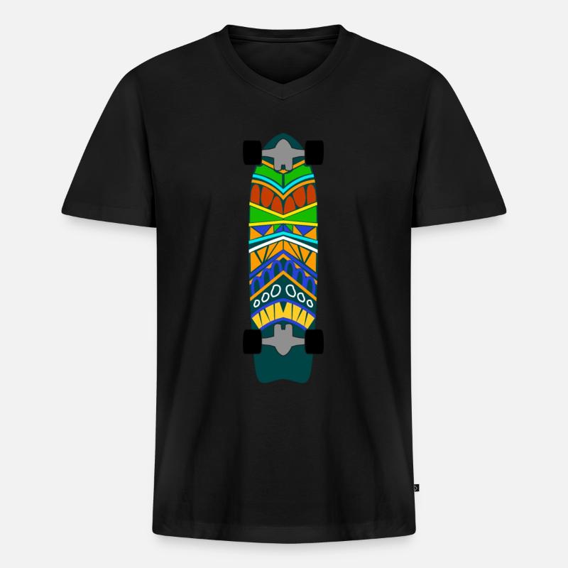 Longboarder Longboarding Longboard - Männer Premium Bio T-Shirt mit V-Ausschnitt - Schwarz