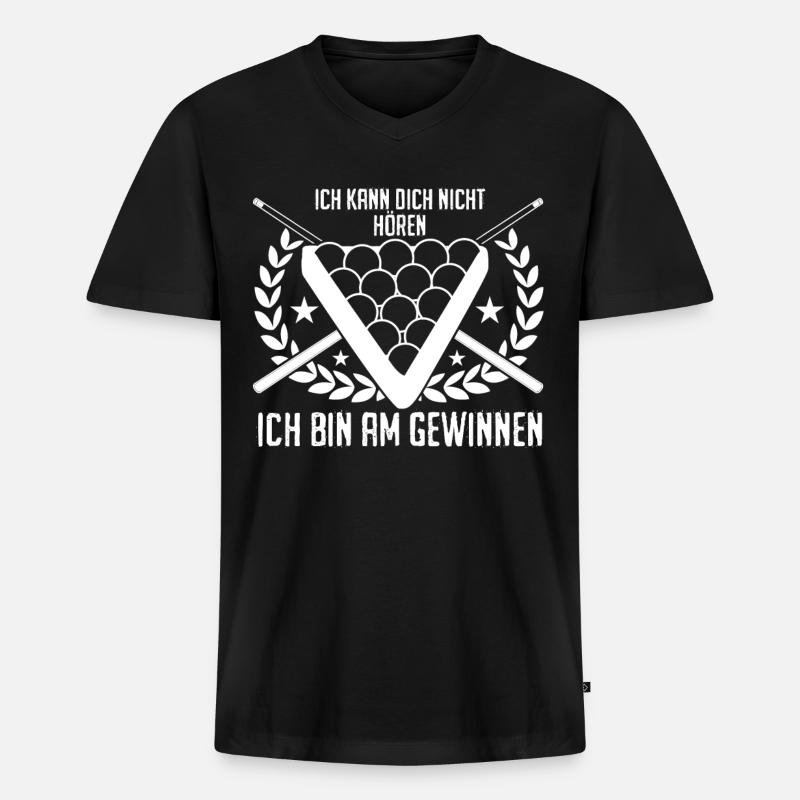 Billard Spruch Poolbillard Snooker - Männer Premium Bio T-Shirt mit V-Ausschnitt - Schwarz