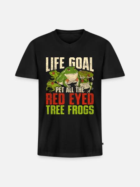 Rotaugenlaubfrosch - Männer Premium Bio T-Shirt mit V-Ausschnitt - Schwarz