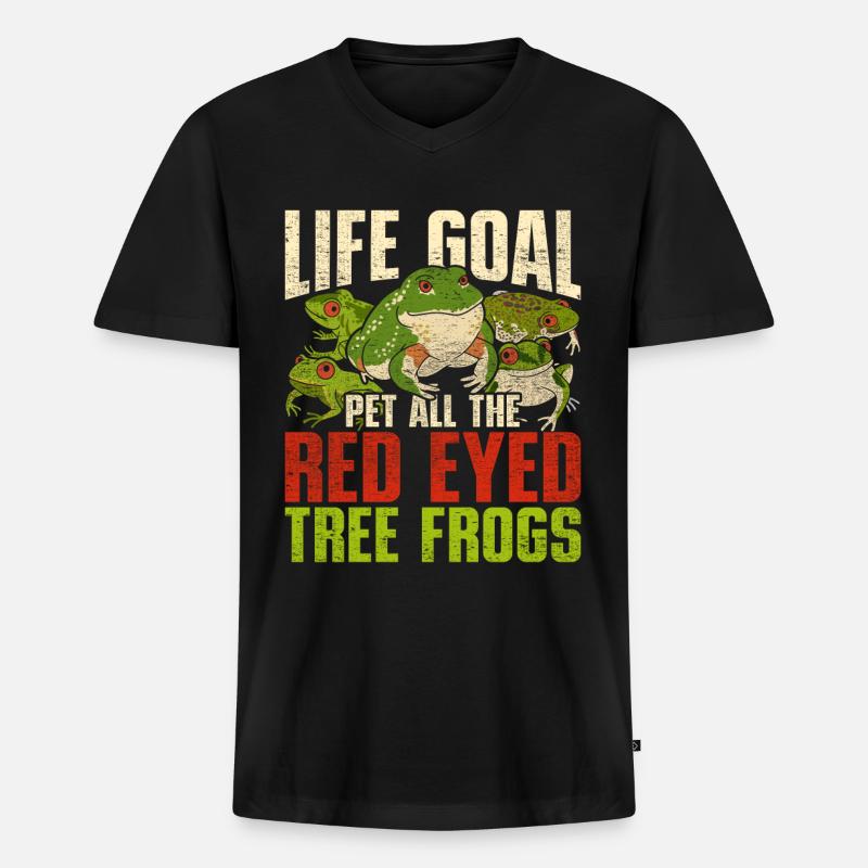 Rotaugenlaubfrosch - Männer Premium Bio T-Shirt mit V-Ausschnitt - Schwarz