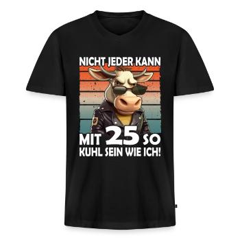 Nicht jeder kann mit 25 Jahren | 25. Geburtstag - Männer Premium Bio T-Shirt mit V-Ausschnitt - Schwarz - Vorne - Nico (187cm)