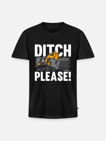 Baggerfahrer Ditch Please - Männer Premium Bio T-Shirt mit V-Ausschnitt - Schwarz
