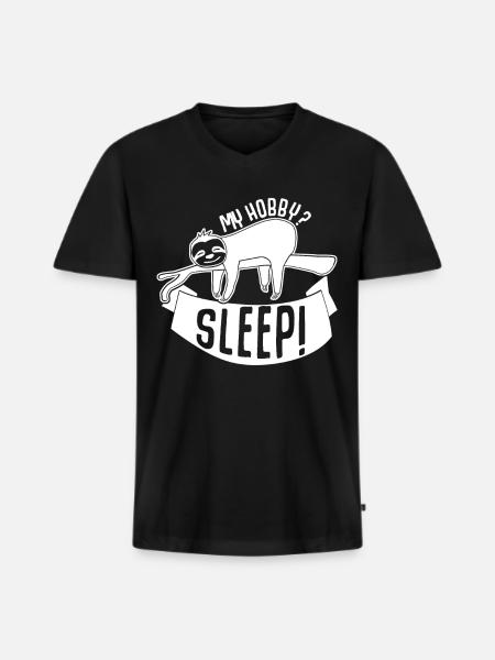 Sleeping Sleep Shirt Tired Sloth - Men's Premium Organic T-shirt with V-neck - black