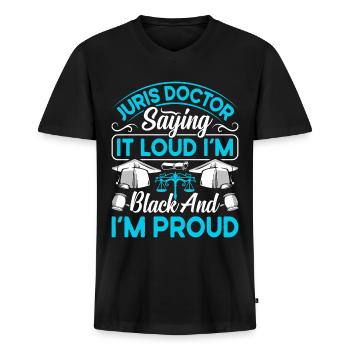 Doctorate Degree great - Men's Premium Organic T-shirt with V-neck - black - Front - Nico (187cm)