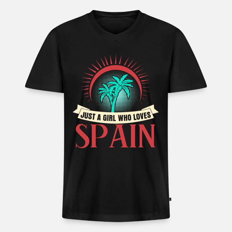 Spanien Urlaub Spanisch - Männer Premium Bio T-Shirt mit V-Ausschnitt - Schwarz