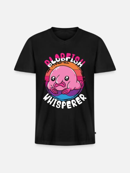 Blobfisch Blobfish Whisperer - Men's Premium Organic T-shirt with V-neck - black