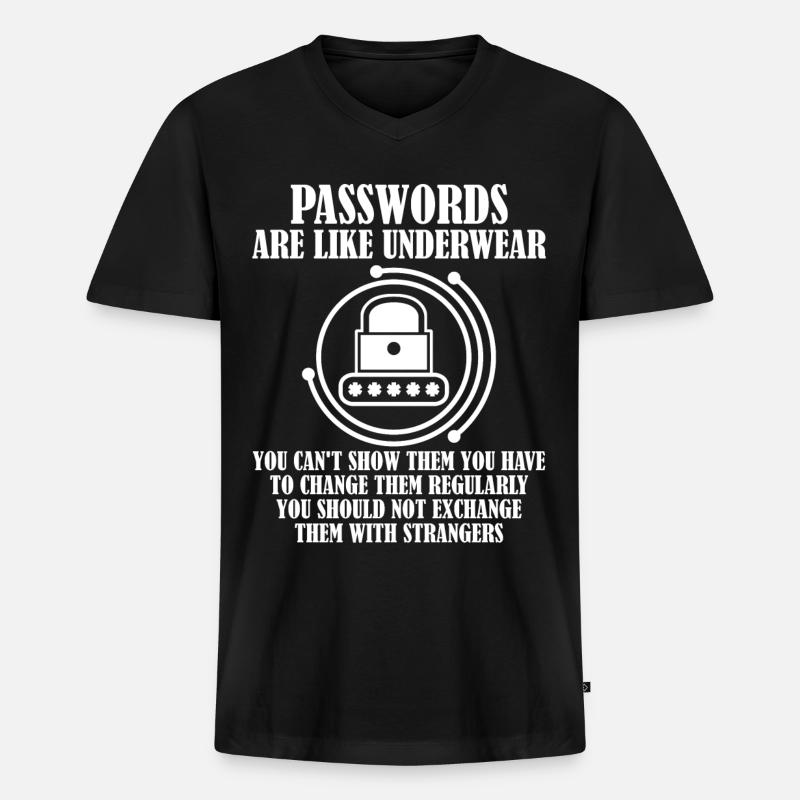 Admin Spruch Passwort Programmierer - Männer Premium Bio T-Shirt mit V-Ausschnitt - Schwarz