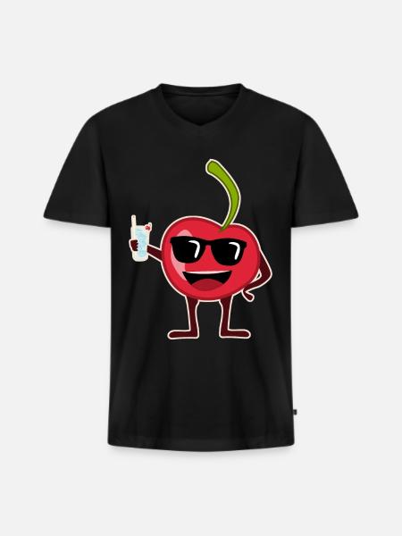 Cherries Party Cherry - Men's Premium Organic T-shirt with V-neck - black