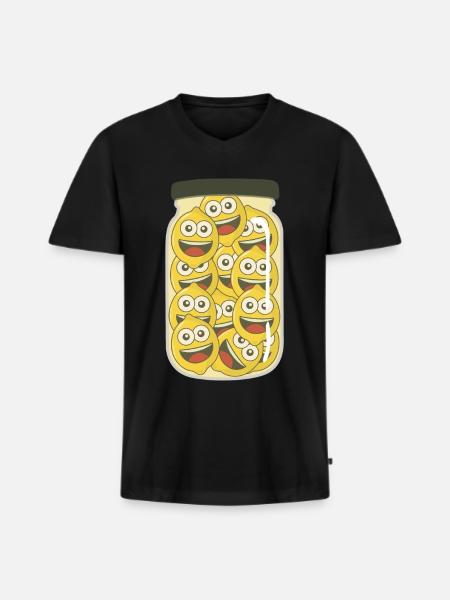 Zitronen im Glas Zitrone - Männer Premium Bio T-Shirt mit V-Ausschnitt - Schwarz