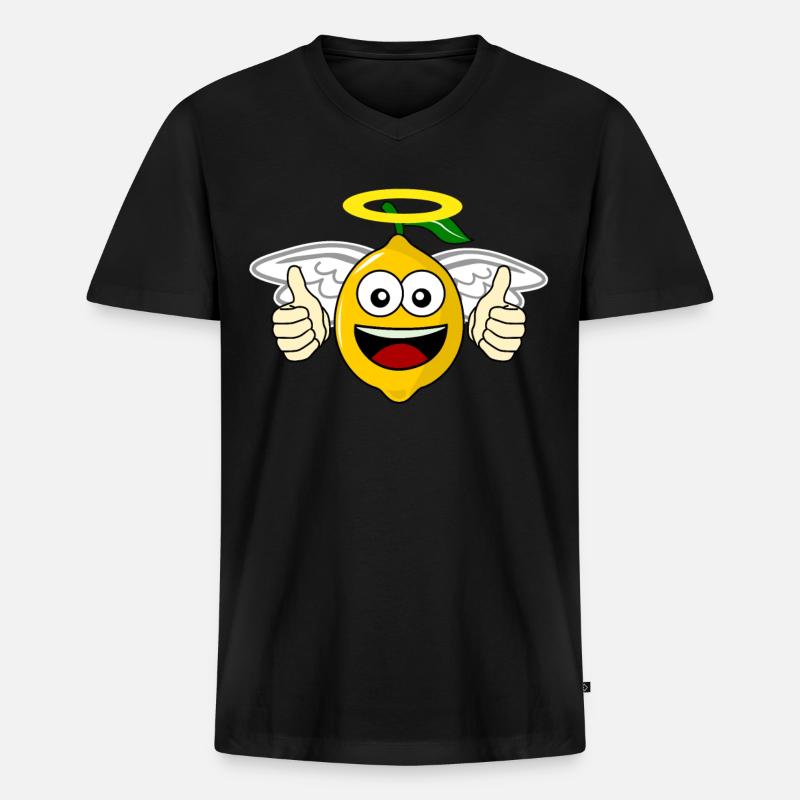Zitronen Engel Zitrone - Männer Premium Bio T-Shirt mit V-Ausschnitt - Schwarz