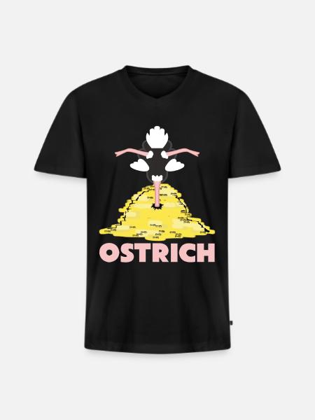 Rich Ostrich with Money - Männer Premium Bio T-Shirt mit V-Ausschnitt - Schwarz