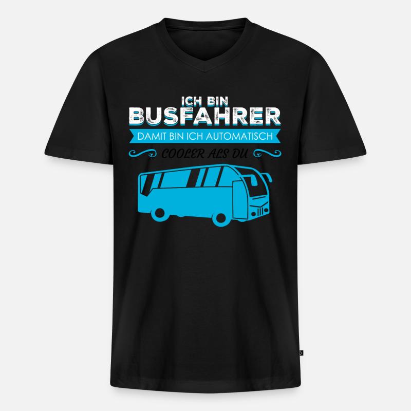 Busfahrer Linienbus - Männer Premium Bio T-Shirt mit V-Ausschnitt - Schwarz