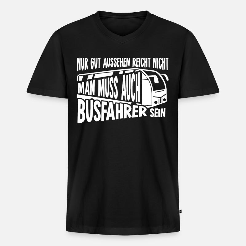 Busfahrer Witz Linienbus - Männer Premium Bio T-Shirt mit V-Ausschnitt - Schwarz