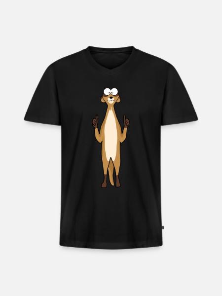 Suricate lève le pouce - T-shirt encolure en V Premium bio Homme - noir