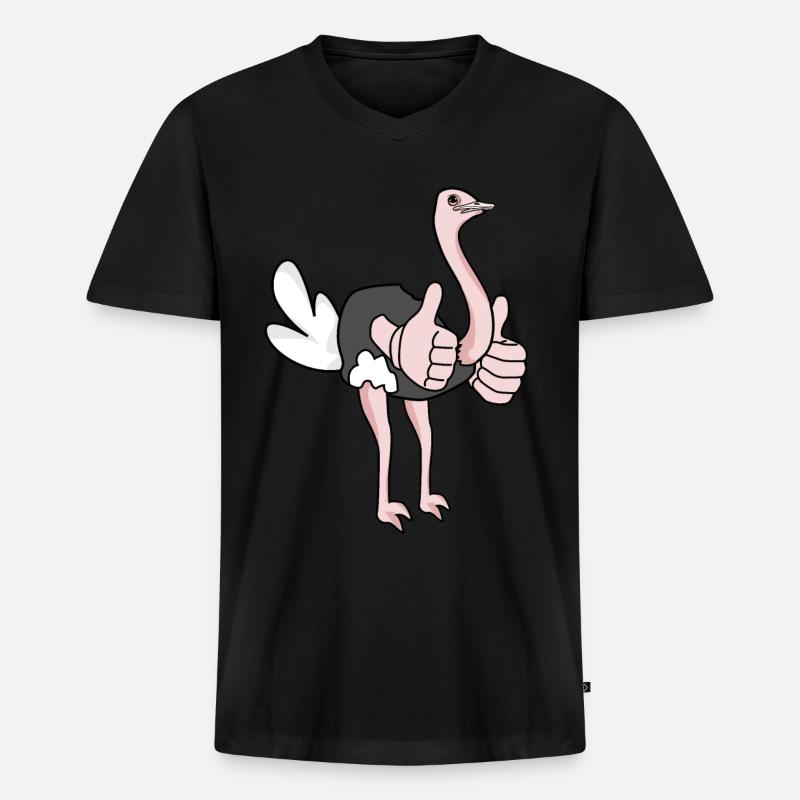 Vogelstrauß gibt Daumen hoch - Männer Premium Bio T-Shirt mit V-Ausschnitt - Schwarz