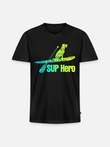 SUP Stand Up Paddle - T-shirt encolure en V Premium bio Homme - noir